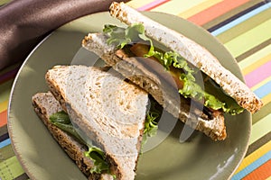 Tempeh Lettuce and Tomato Sandwich