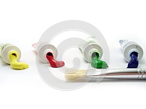 Tempera tubes with brush