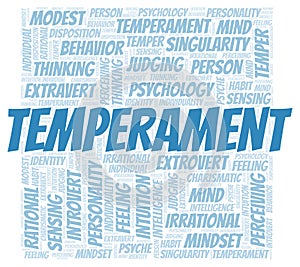 Temperament typography word cloud create with the text only.