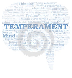 Temperament typography word cloud create with the text only.