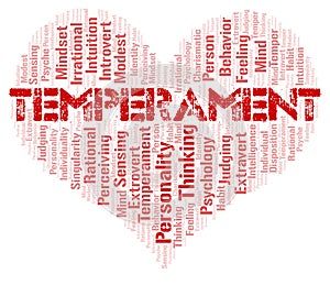 Temperament typography word cloud create with the text only.