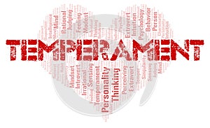 Temperament typography word cloud create with the text only.