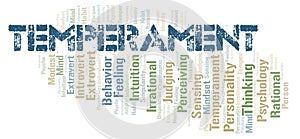 Temperament typography word cloud create with the text only.