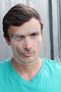 Temperamental male close up