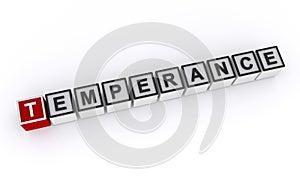temperance word block on white
