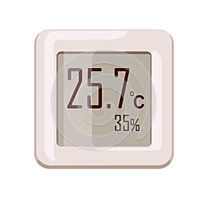 Temperature and air humidity sensor. Digital electronic device with screen, display. Measurement tool for measuring home