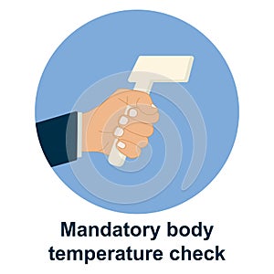 Temperature control check scanner scan vector. corona virus infection protection prevention measurement. infrared thermometer