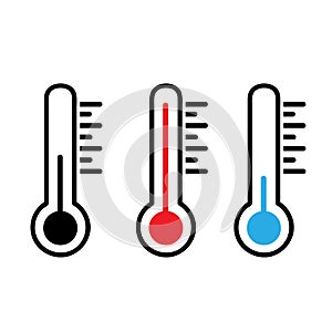 Temperature icon vector Set. hot and cold climate illustration sign collection. thermometer symbol.