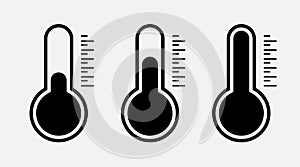 Temperature icons. Thermometer symbols. Temperature scale. Thermometer. Weather sign. Hot and cold temperature weather symbol.