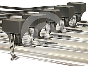 Temperature sensors on metal pipes