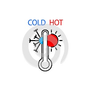 Temperature thermometer flat icon. Hot and cold sign. Symbol for the design of the application interface. Meteorology and weather