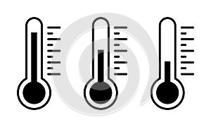 Temperature, thermometer icon set isolated on white background. Weather symbol vector