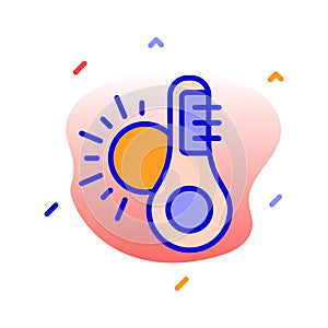 Temperature, thermometer, sun, measure fully editable vector icon