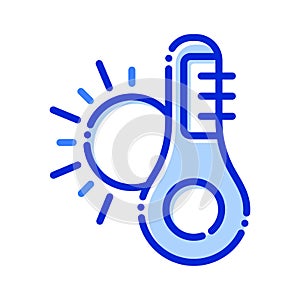 Temperature, thermometer, sun, measure fully editable vector icon photo