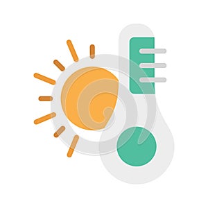 Temperature, thermometer, sun, measure fully editable vector icon photo