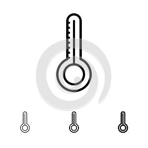 Temperature, Thermometer, Weather Bold and thin black line icon set