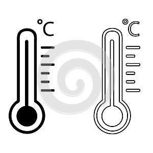Temperature vector icon cet. hot and cold climate illustration sign collection. termometer symbol.