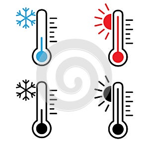 Temperature vector icon cet. hot and cold climate illustration sign collection. termometer symbol. photo