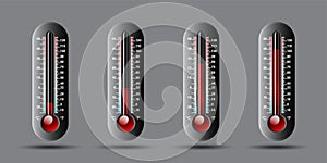 Temperature weather thermometer set with celsius and fahrenheit scale. Vector Illustration