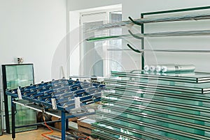 Tempered Window Glass in a PVC Factory photo