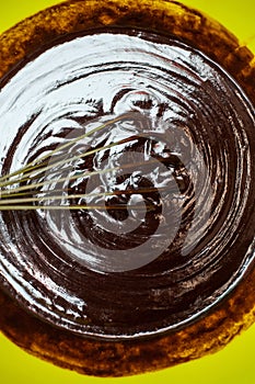 Tempering melted chocolate photo