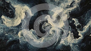 Tempestuous Sky Canvas with Brooding Swirls of Black and White photo