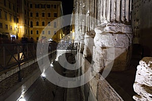 Tempio di Adriano on piazza di san Petro at night photo