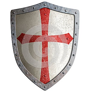 Templar or crusader knight's metal shield isolated photo
