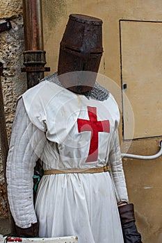 Templar knight armor with cross symbol