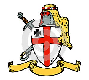 Templar shield with weapons