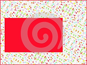 Templat cheerful, colorful greeting cards with red text field photo