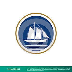 Badge Boat Sailing Icon Vector Logo Template Illustration Design. Vector EPS 10.