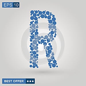 Letter R logo. Alphabet logotype design.Dots Vector Illustration
