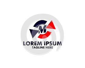 Initial M target logo template vector