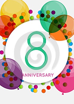 Template 8 Years Anniversary Congratulations, Greeting Card, Inv