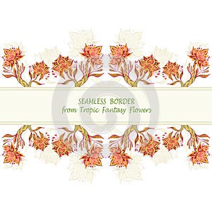 Template from Abstract Tropic Fantasy flowers in full colors