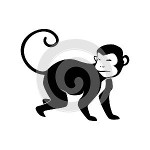 Black monkey logo silhouette design vector illustration