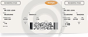 Template of airline boarding pass ticket.