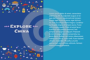 Template of article for travel to China concept vector illustration
