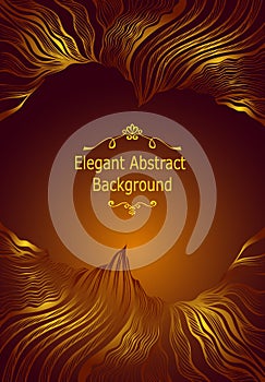 Template background with  abstract line art pattern in brown gold