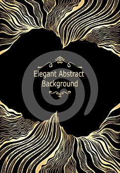 Template background with  abstract line art pattern in gold black
