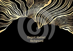 Template background with  abstract line art pattern in gold black