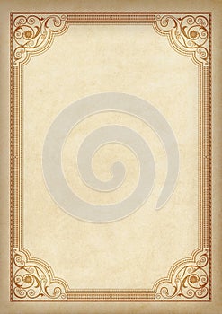 Template, background with a framework on piece of parchment