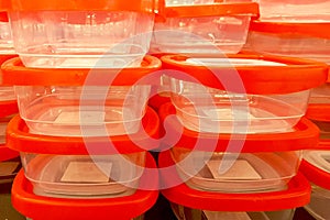 Template background of stacks of foamy containers, the concept of environmental problem