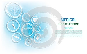 Template Banner health care icon pattern medical innovation concept background design. vector eps10