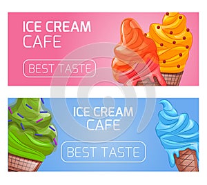 Template banners, flyers, gift certificates for ice cream cafes