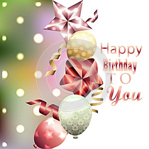 Template for birthday card with balloons