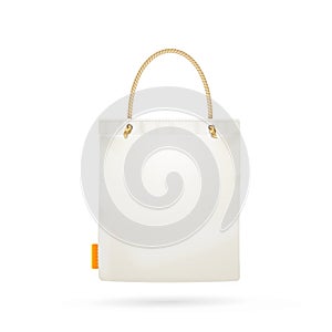 Template Blank White Fabric Cloth Tote Bag. Vector