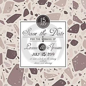 Template for card, poster, banner for social media or blog posts with terrazzo pattern