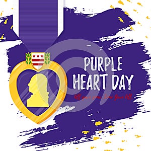 Template card Purple Heart Day photo